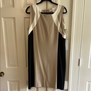 Calvin Klein Women's Colorblock Dress - Black, Cream, and Tan